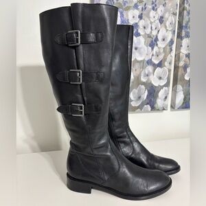 ECCO Hobart 25 Black Leather Knee-High Moto Riding Boots Size 40 (US Size 10)